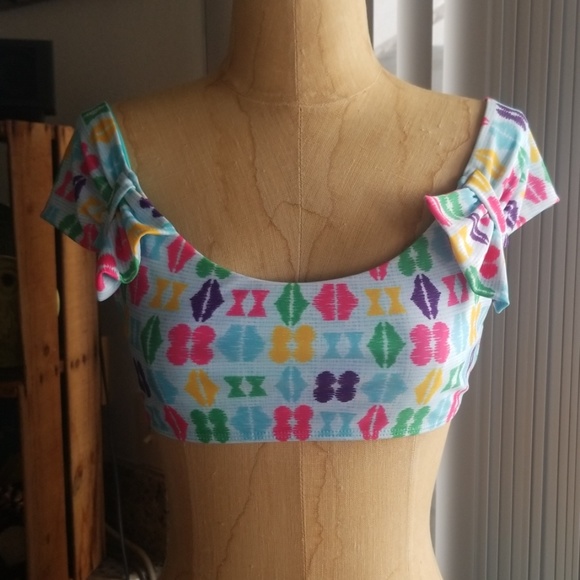 NWT Printed Off Shoulder Swim Top - Picture 2 of 5